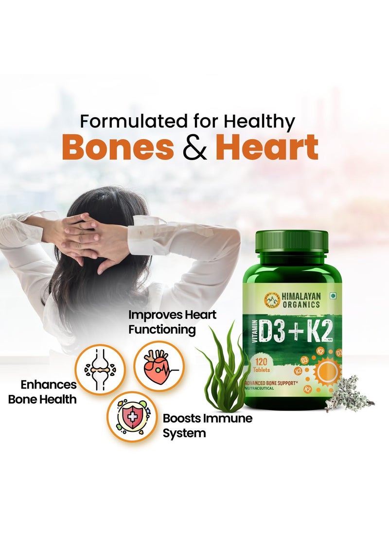 Himalayan Organics Vitamin D3+K2 120 Tablets/ Advanced bone support