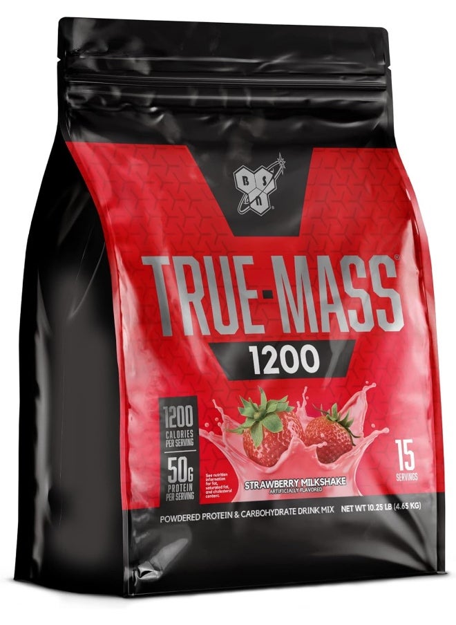 True-Mass Weight Gainer Muscle Mass Gainer Protein Powder Strawberry Milkshake 10.25 Pound