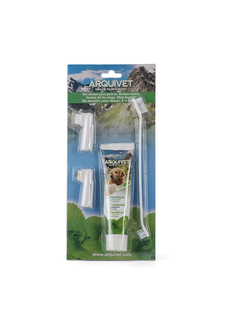 Arquivet Pet Dental Care Set for Fresh Breath Mint (100g) + with brush head