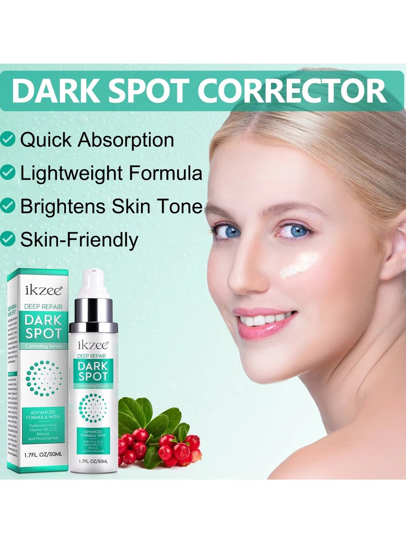 Dark Spot Correcting Serum 50ml Deep Repair Dark Corrector Cream Brightens Skin Tone Firms Complexion Smooth Skin Enhance Texture Reduce Dark Spots with Retinol and Hyaluronic Acid