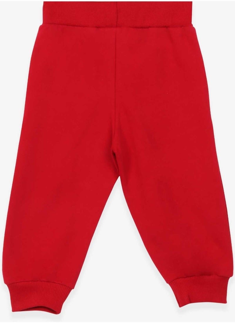 Baby Boy Sweatpants Red With Printed Pockets (9 Months-3 Years)