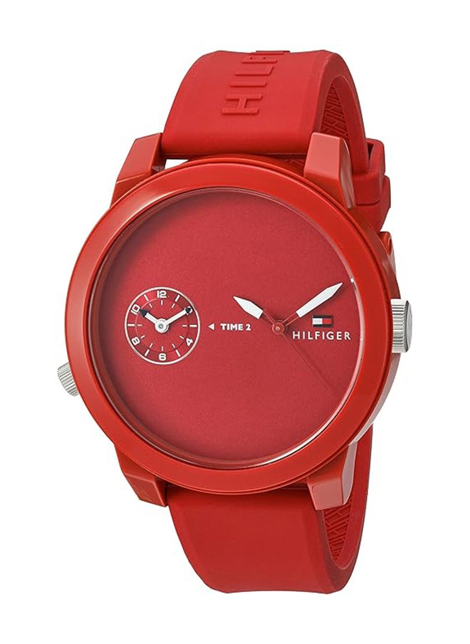 TOMMY HILFIGER ROUND ANALOG MEN'S RED CASE WATCH - 1791323