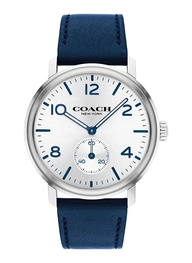 COACH ROUND ANALOG MEN'S SILVER WHITE CASE WATCH - 14602544