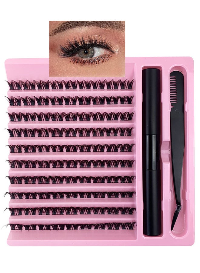 Single Cluster False Lashes Set, Multiple Sizes Eyelashes With Eye Black Mascara Comb And Tweezers, Dense Natural Look Eyelashes, Curl Extension Lashes Eyelashes Set, Enlarge Your Eyes Eyelashes