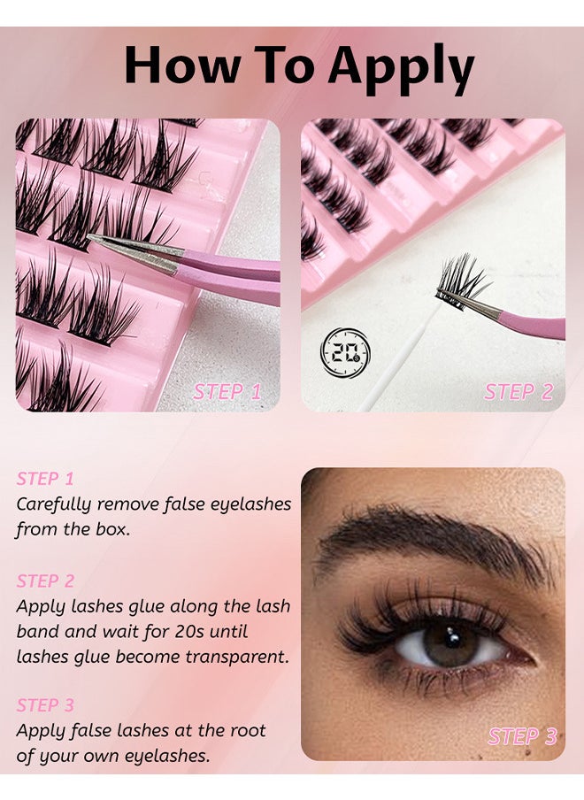 Single Cluster False Lashes Set, Multiple Sizes Eyelashes With Eye Black Mascara Comb And Tweezers, Dense Natural Look Eyelashes, Curl Extension Lashes Eyelashes Set, Enlarge Your Eyes Eyelashes