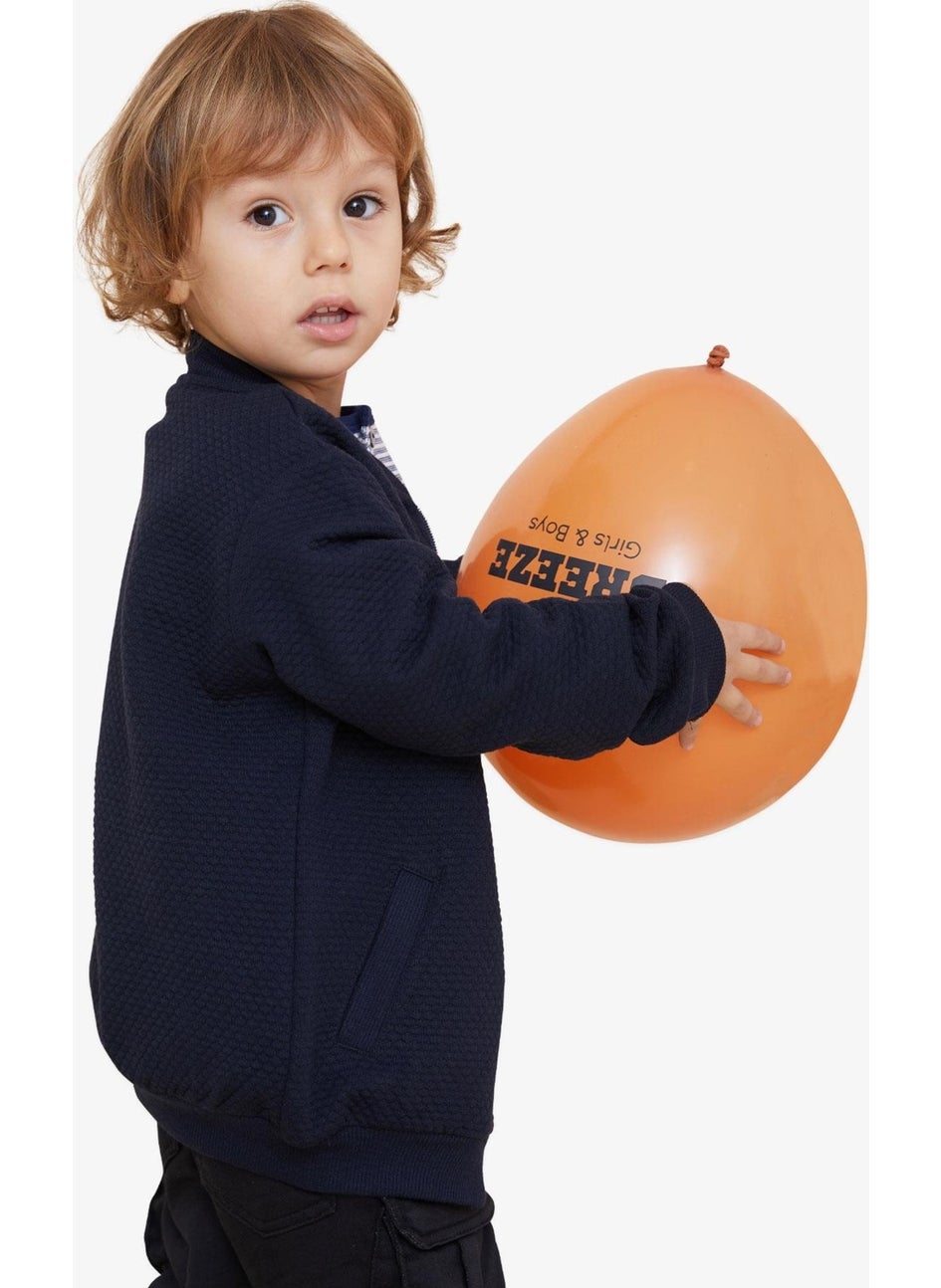 Boy's Cardigan Basic with Pockets and Emblem, Age 2-6, Navy Blue