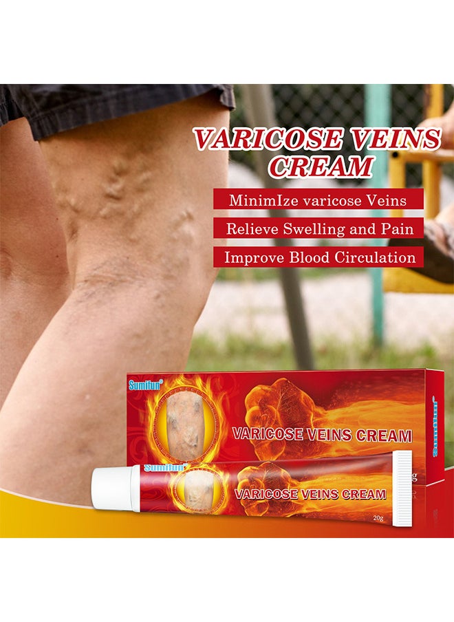 Varicose Veins Cream 20G, Phlebitis Spider Pain Relief Balm, Relieve Swelling And Pain, Improve Blood Circulation, Venous Health Ointment, Soothes Tired Legs