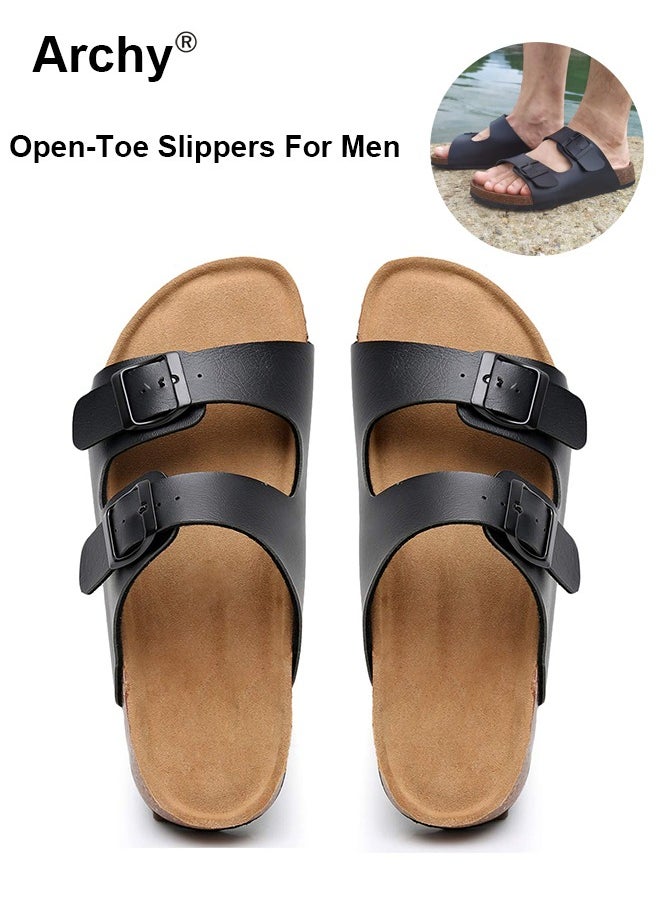 Fashionable Open-Toe Slippers for Men Daily Commuting Beach Casual Cork Sole