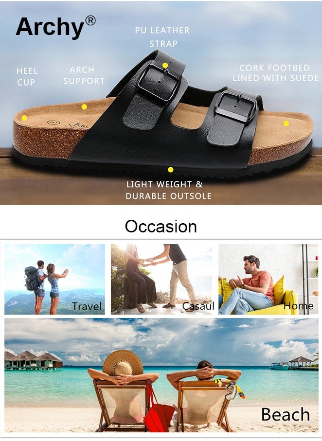 Fashionable Open-Toe Slippers for Men Daily Commuting Beach Casual Cork Sole