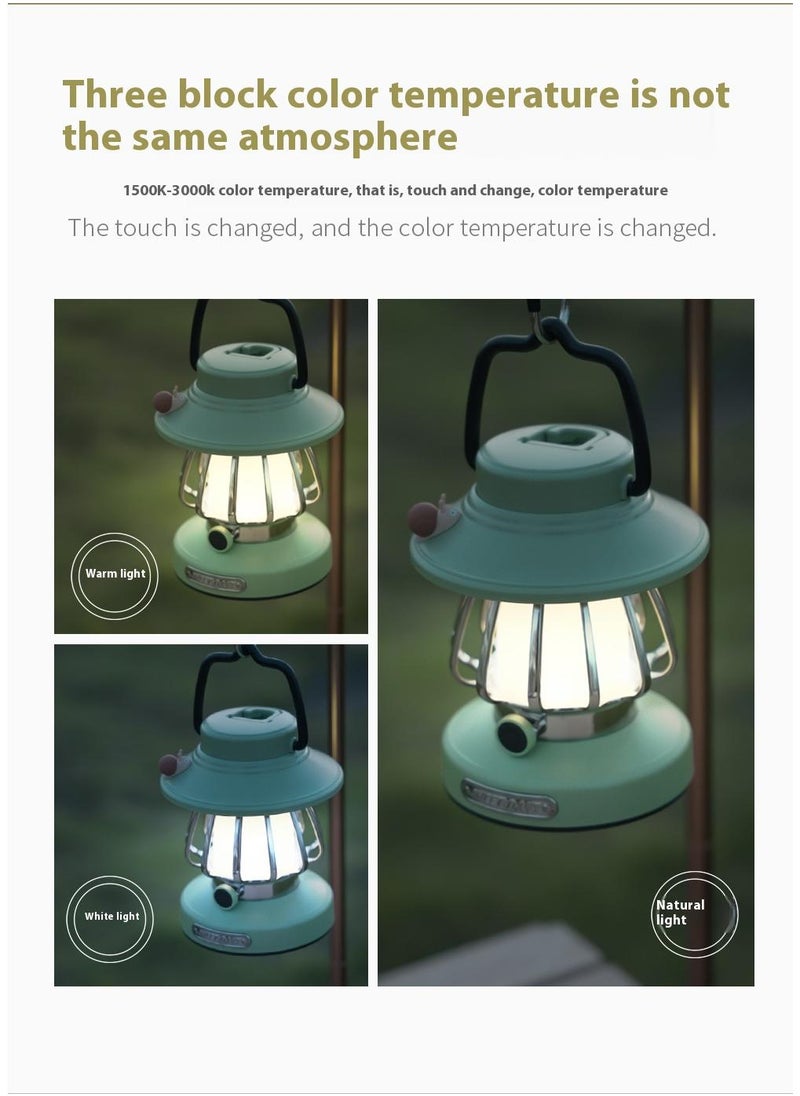 Little Snail Retro Camping Night Light Charging Portable Outdoor Desk Lamp Tent Camping Camp Atmosphere lights