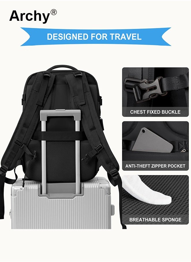 Travel Backpack Carry-On with USB Charging Port Men Women 15.6-Inch Laptop Backpack