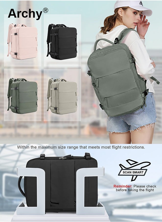 Travel Backpack Carry-On with USB Charging Port Men Women 15.6-Inch Laptop Backpack