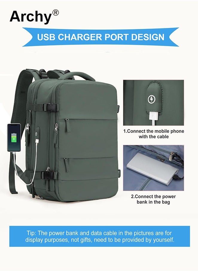 Travel Backpack Carry-On with USB Charging Port Men Women 15.6-Inch Laptop Backpack