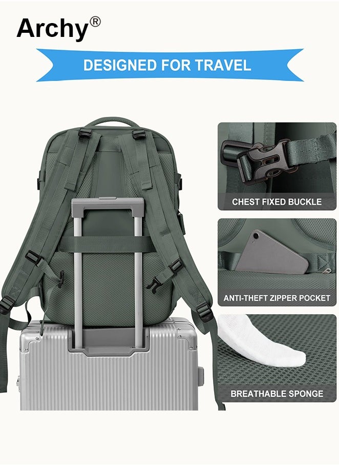 Travel Backpack Carry-On with USB Charging Port Men Women 15.6-Inch Laptop Backpack