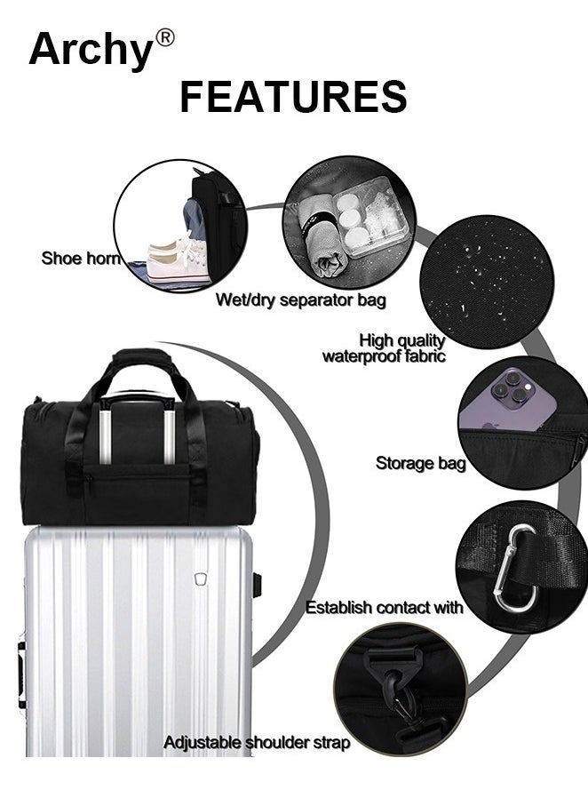 Large-Capacity Travel Bag Men's Short-Distance Luggage Backpack College Students Boarding Backpack Dry and Wet Separation Fitness Bag