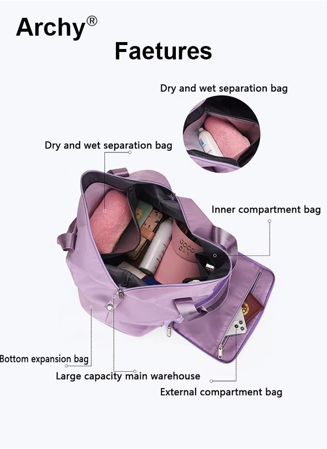 Multi-Functional Large Capacity Carry-On Luggage Bag Wet and Dry Separation Shoe Compartment Gym Bag Suitcase with Perfect for Short Business Trips and Travel