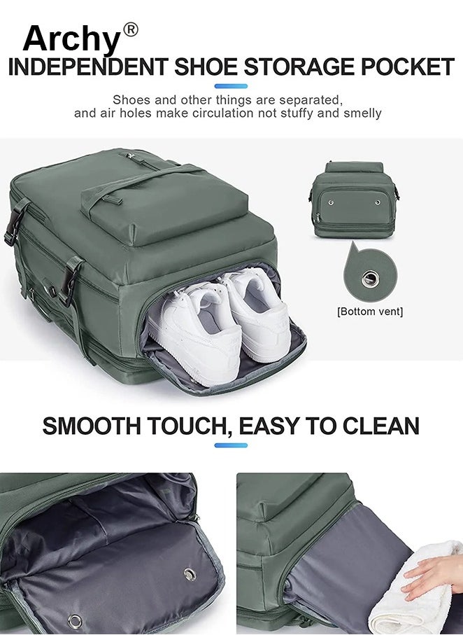 High Capacity Business Travel Backpack with Smart Storage for Short Trips Expandable Luggage Bag Dry and Wet Separation Scientific Storage Business Computer Bag Simple Solid Color Design Independent Shoe Storage