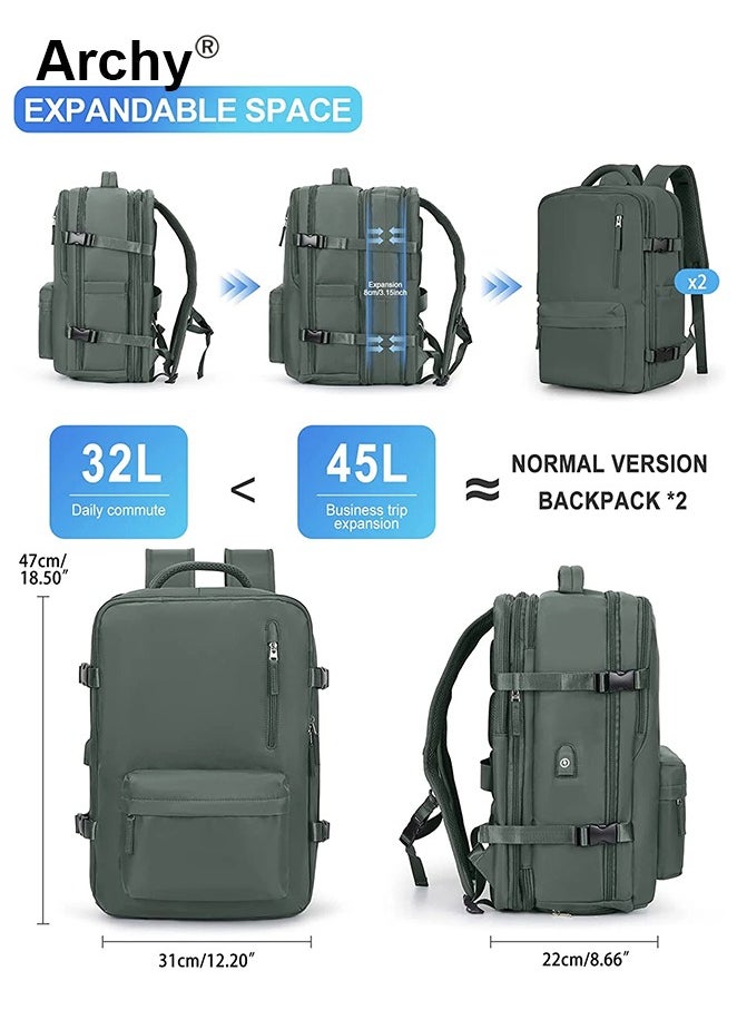 High Capacity Business Travel Backpack with Smart Storage for Short Trips Expandable Luggage Bag Dry and Wet Separation Scientific Storage Business Computer Bag Simple Solid Color Design Independent Shoe Storage