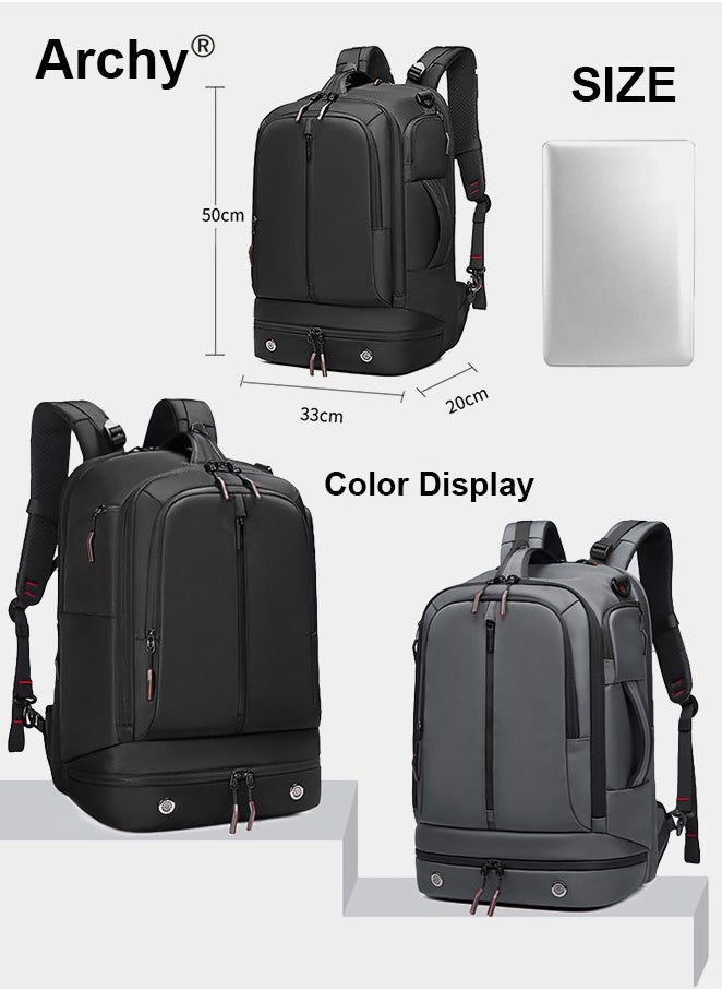 Large Travel Backpack Carry On Backpack Expandable Airline Airplane Approved Weekender Backpack Hiking Backpack Laptop Backpack with USB Charging Port Waterproof Backpack