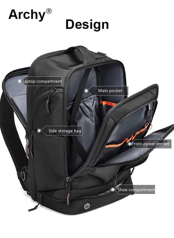 Large Travel Backpack Carry On Backpack Expandable Airline Airplane Approved Weekender Backpack Hiking Backpack Laptop Backpack with USB Charging Port Waterproof Backpack