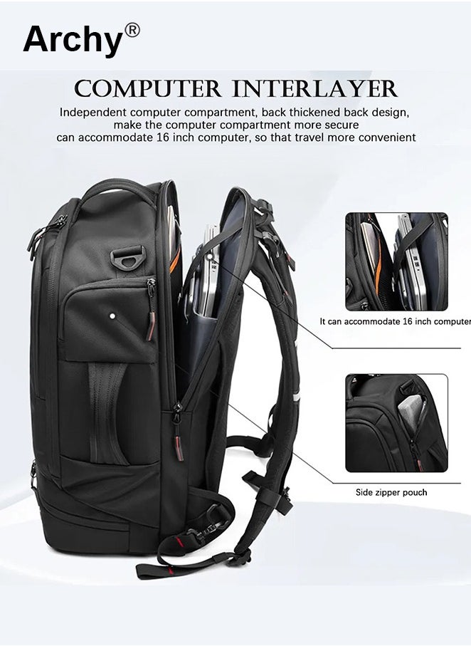 Large Travel Backpack Carry On Backpack Expandable Airline Airplane Approved Weekender Backpack Hiking Backpack Laptop Backpack with USB Charging Port Waterproof Backpack