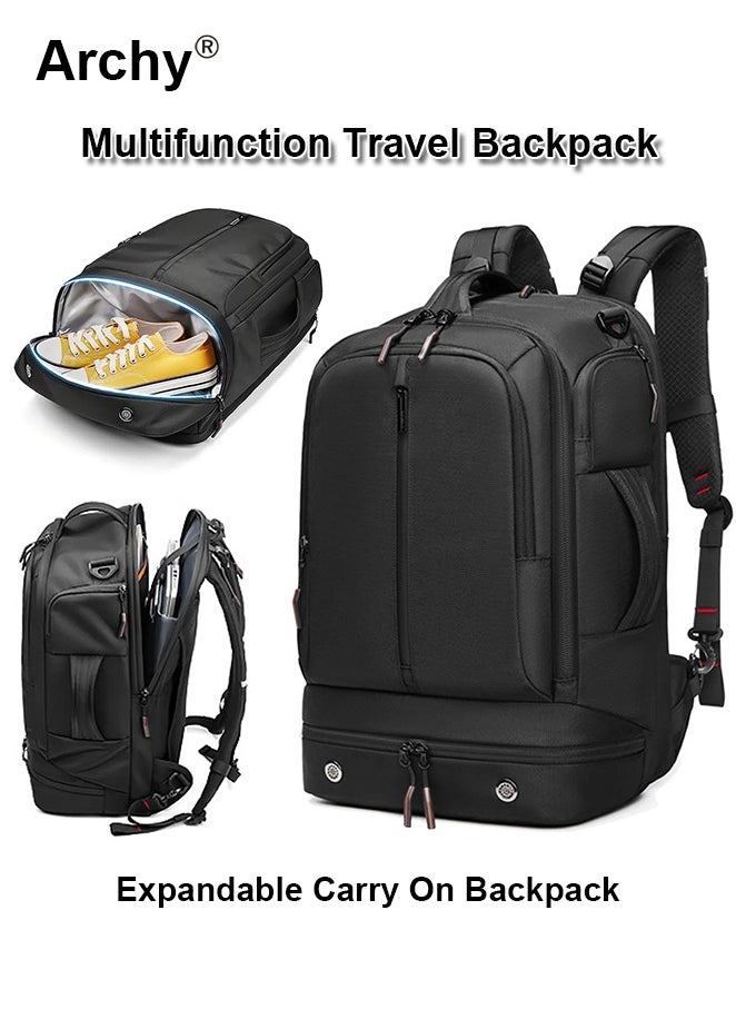 Large Travel Backpack Carry On Backpack Expandable Airline Airplane Approved Weekender Backpack Hiking Backpack Laptop Backpack with USB Charging Port Waterproof Backpack