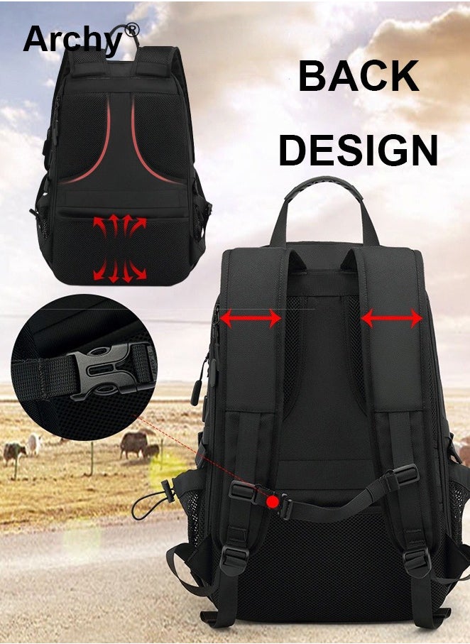 Unisex Hiking Backpack 60L Large Capacity Expandable Luggage Bag with USB Port Independent Shoes Compartment Travel Backpack