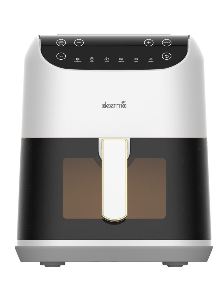 Digital Air Fryer, LED Display & Touch Control,  Oil-Free Fryer, 6 Preset Programs with  Dynamic NTC Temperature control & Time Set,Delay Start Function & Easy to Clean 5.5 L 1400 W DEM-KZ130W White