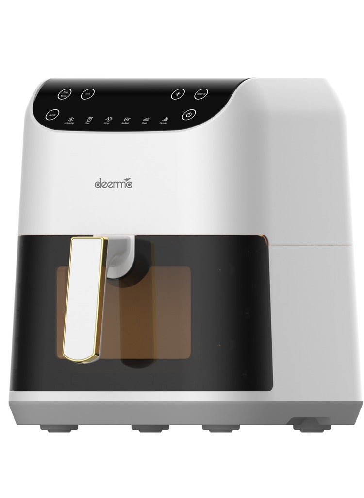 Digital Air Fryer, LED Display & Touch Control,  Oil-Free Fryer, 6 Preset Programs with  Dynamic NTC Temperature control & Time Set,Delay Start Function & Easy to Clean 5.5 L 1400 W DEM-KZ130W White