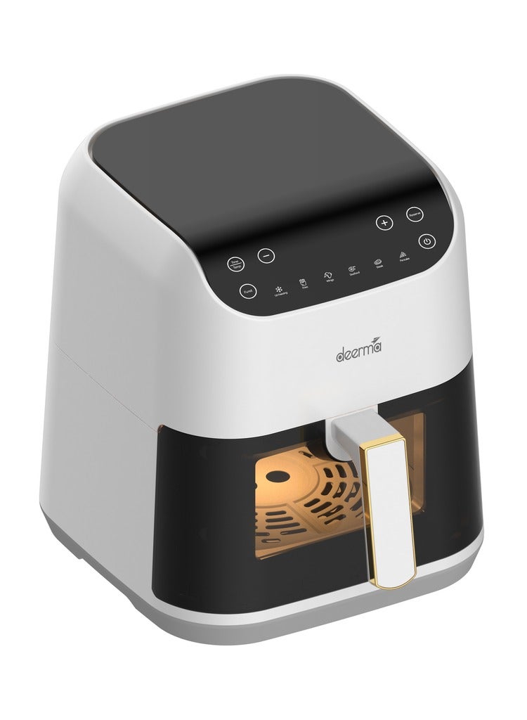 Digital Air Fryer, LED Display & Touch Control,  Oil-Free Fryer, 6 Preset Programs with  Dynamic NTC Temperature control & Time Set,Delay Start Function & Easy to Clean 5.5 L 1400 W DEM-KZ130W White