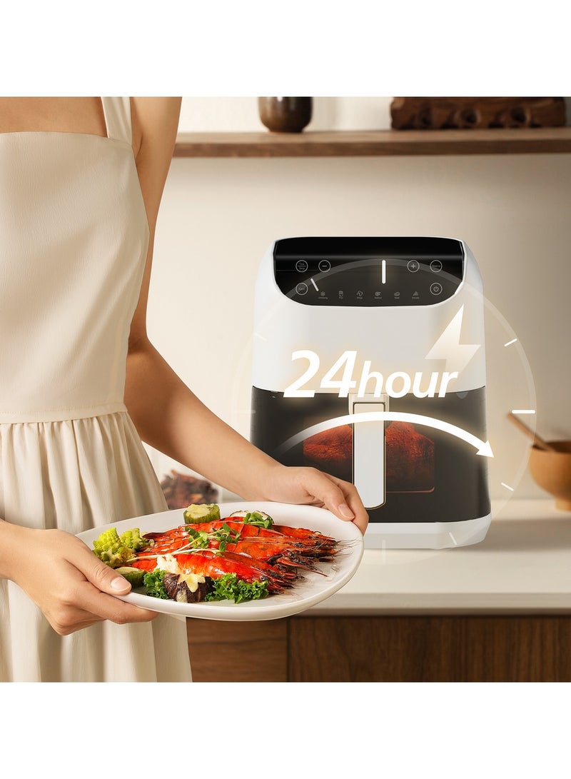 Digital Air Fryer, LED Display & Touch Control,  Oil-Free Fryer, 6 Preset Programs with  Dynamic NTC Temperature control & Time Set,Delay Start Function & Easy to Clean 5.5 L 1400 W DEM-KZ130W White