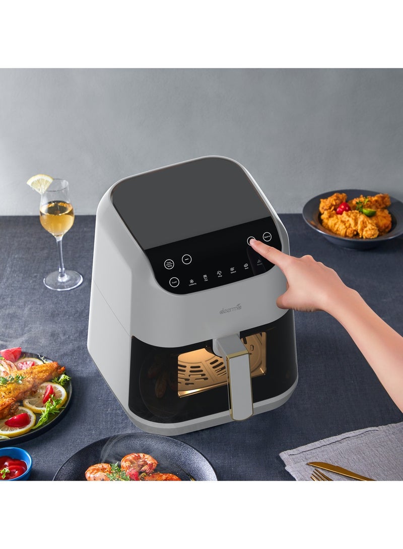 Digital Air Fryer, LED Display & Touch Control,  Oil-Free Fryer, 6 Preset Programs with  Dynamic NTC Temperature control & Time Set,Delay Start Function & Easy to Clean 5.5 L 1400 W DEM-KZ130W White