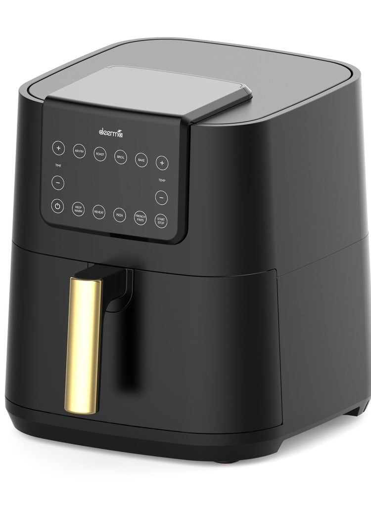Digital Air Fryer, LED Display, Oil-Free Fryer, Non-Stick Cooking Tray,Temperature Control Up to 200°C & 14 Buttons Easy Navigation Space-Saving Slim Design 7.5 L 1700 W DEM-KZ120W Black