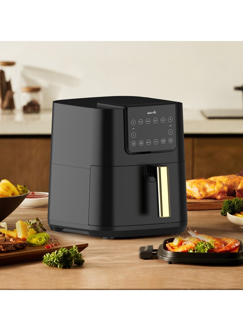 Digital Air Fryer, LED Display, Oil-Free Fryer, Non-Stick Cooking Tray,Temperature Control Up to 200°C & 14 Buttons Easy Navigation Space-Saving Slim Design 7.5 L 1700 W DEM-KZ120W Black