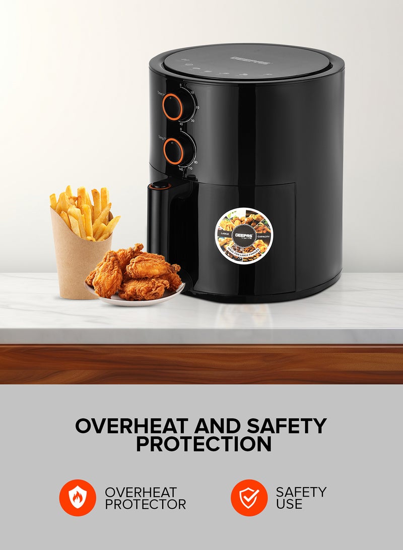 Air Fryer 4 L Pot| Non-Stick Coating with Vortex Frying Technology| Multiple Function, 1-60 Min Timer, Temperature 80-200 Degree Celsius| Ideal for Fries Steak Chicken Cake Meat Bread etc| 2 Years Warranty 4 L 1500 W GAF37513 Black