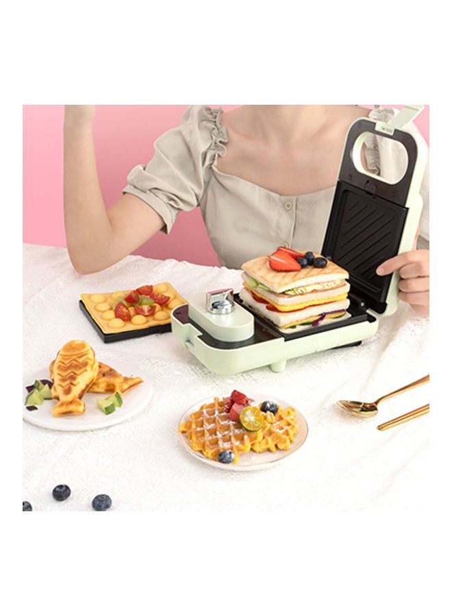 Multi-Functional Household Small Waffle And Sandwich Maker Push Toaster 650.0 W PSZHkc1001 Green