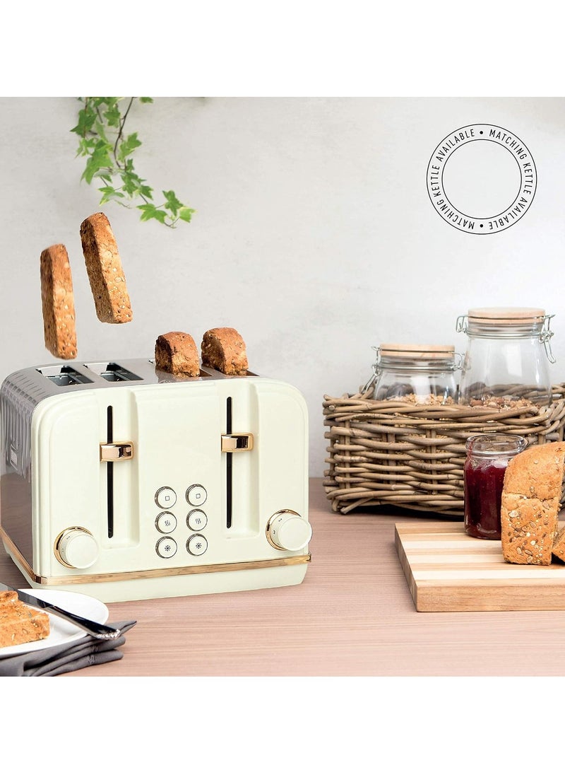 Salcombe Cream Toaster - 4 Slice with Adjustable Browning Levels