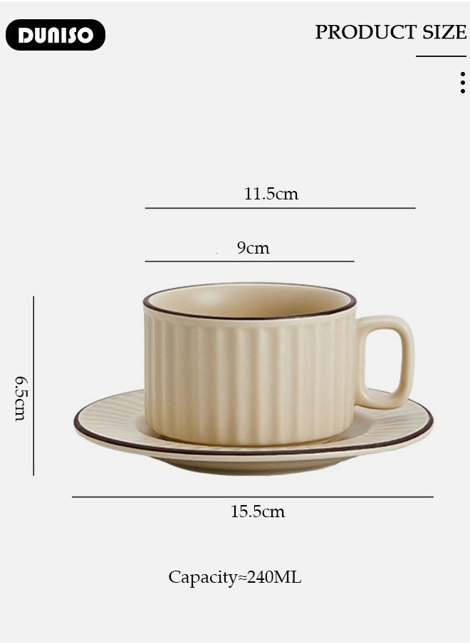 Tea Cup and Saucer Set,  Porcelain Espresso Coffee Cup with Saucer and Spoon, Ceramic Tea and Coffee Mugs for Home,Office Elegant Afternoon Tea and Artful Coffee Enjoyment