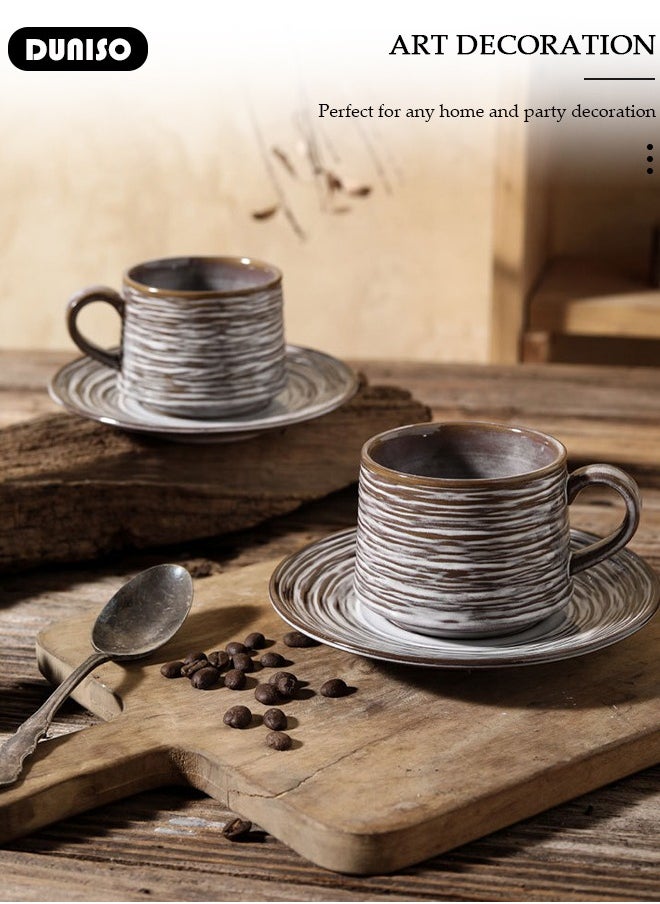 Tea Cup and Saucer Set,  Porcelain Espresso Coffee Cup with Saucer, Ceramic Tea and Coffee Mugs for Home,Office Elegant Afternoon Tea and Artful Coffee Enjoyment