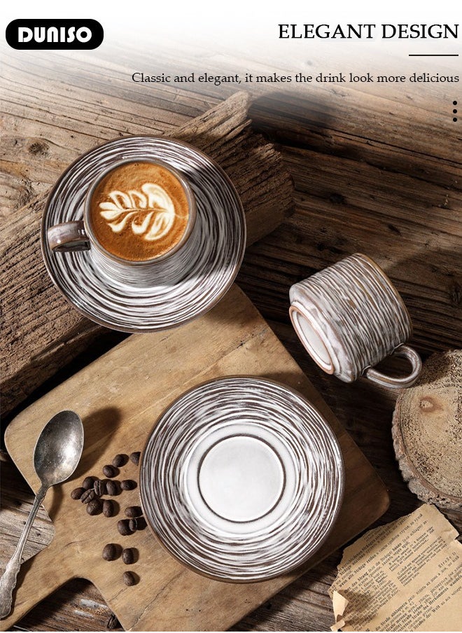 Tea Cup and Saucer Set,  Porcelain Espresso Coffee Cup with Saucer, Ceramic Tea and Coffee Mugs for Home,Office Elegant Afternoon Tea and Artful Coffee Enjoyment