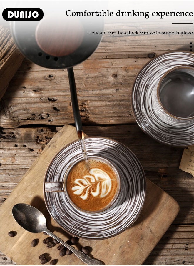 Tea Cup and Saucer Set,  Porcelain Espresso Coffee Cup with Saucer, Ceramic Tea and Coffee Mugs for Home,Office Elegant Afternoon Tea and Artful Coffee Enjoyment