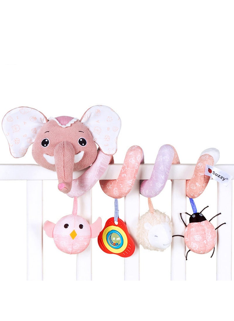 Baby Stroller Around The Bed Hanging Baby Music Rattle Toy Soothing Doll Bed Around (Pink Elephant)