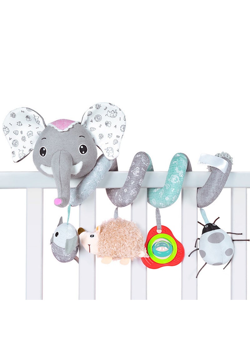 Baby Stroller Around The Bed Hanging Baby Music Rattle Toy Soothing Doll Bed Around(Gray Elephant)