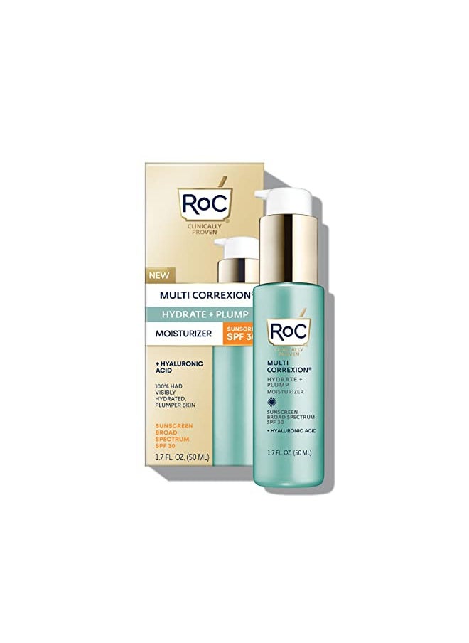 RoC Multi Correxion Hyaluronic Acid Anti Aging Daily Face Moisturizer with Broad Spectrum Sunscreen SPF 30, Paraben-free Skin Care for Women & Men, Stocking Stuffer, 1.7 oz