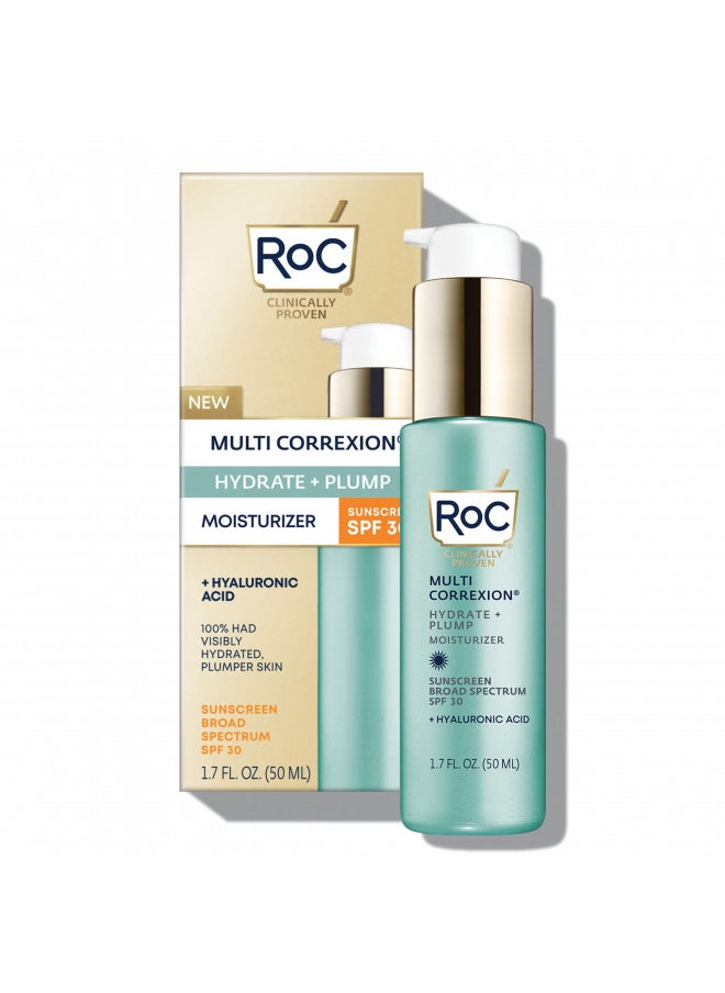 RoC Multi Correxion Hyaluronic Acid Anti Aging Daily Face Moisturizer with Broad Spectrum Sunscreen SPF 30, Paraben-free Skin Care for Women & Men, Stocking Stuffer, 1.7 oz