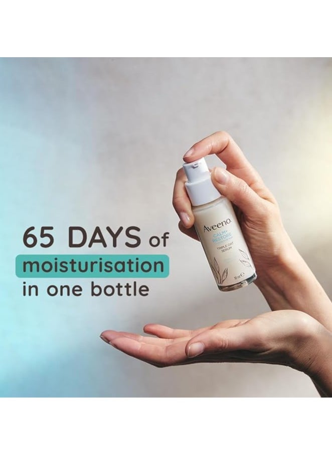 Aveeno Face CALM+RESTORE Triple Oat Serum, 24-Hour Moisturisation, For Sensitive Skin, With Triple Oat Complex And Calming Feverfew, Fragrance Free, 30ml