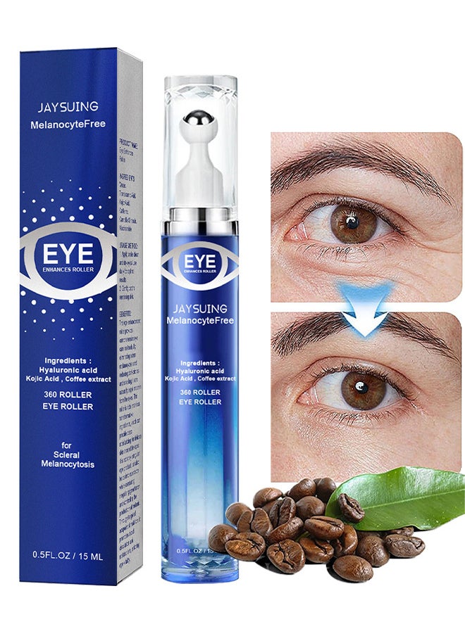 Eye Essence Massage Roller 15ML, Eye Roller Cream For Dark Circles And Puffiness, Anti Aging, Eye Serum With 360° Massage Ball Reduce Wrinkles And Fine Lines And Eye Bags Treatment, With 5% Caffeine