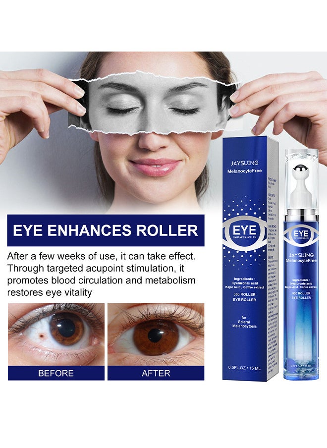 Eye Essence Massage Roller 15ML, Eye Roller Cream For Dark Circles And Puffiness, Anti Aging, Eye Serum With 360° Massage Ball Reduce Wrinkles And Fine Lines And Eye Bags Treatment, With 5% Caffeine