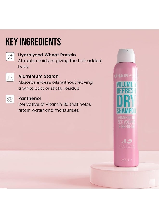 Volume & Refresh Dry Shampoo - No White Residue, Revitalising Hair With Added Texture & Root Lift, Absorbs Excess Oils, Enriched With Hydrolysing Wheat Protein & Panthenol