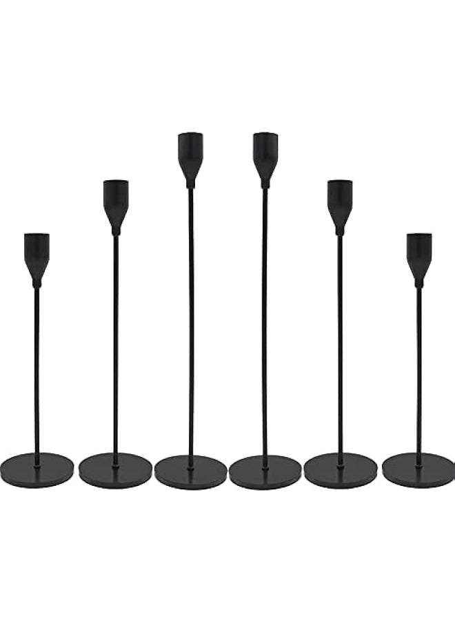 6Pcs Matte Black Candle Holders, Set of 6 Candlestick Holders for 3/4